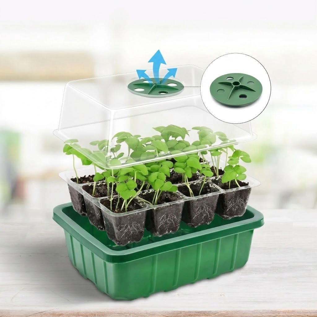 Seed Starter Trays - Verstelbare vochtigheidskoepels, doorzichtige celbak, zaadstartbak met