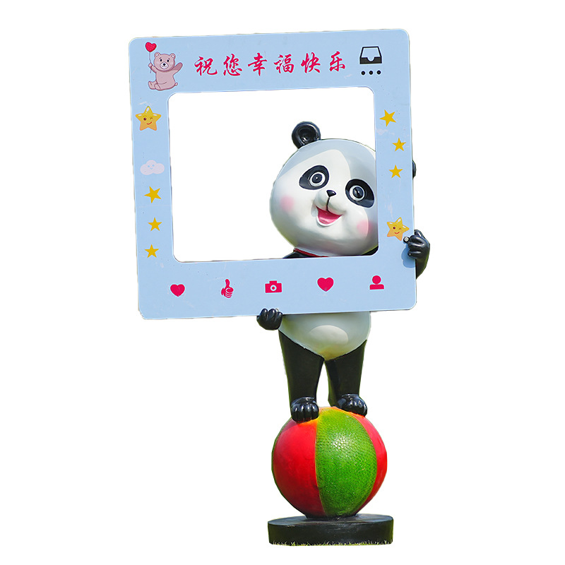 Gardening Tools Cartoon - Cartoon panda ornament glasvezel sculptuur buitentuin