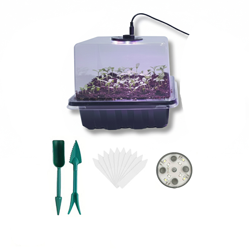 Seed Starter Trays - 1/2/3-pack 12/24/36-cellige zaadkiembak met 8 LED-kweeklampen