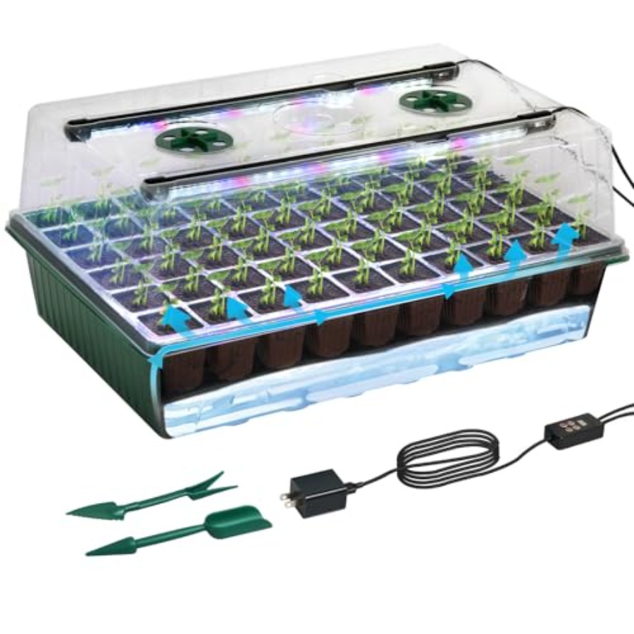 Seed Starter Trays - Zaaitray met groeilamp 60-cellige zaaitrayset met
