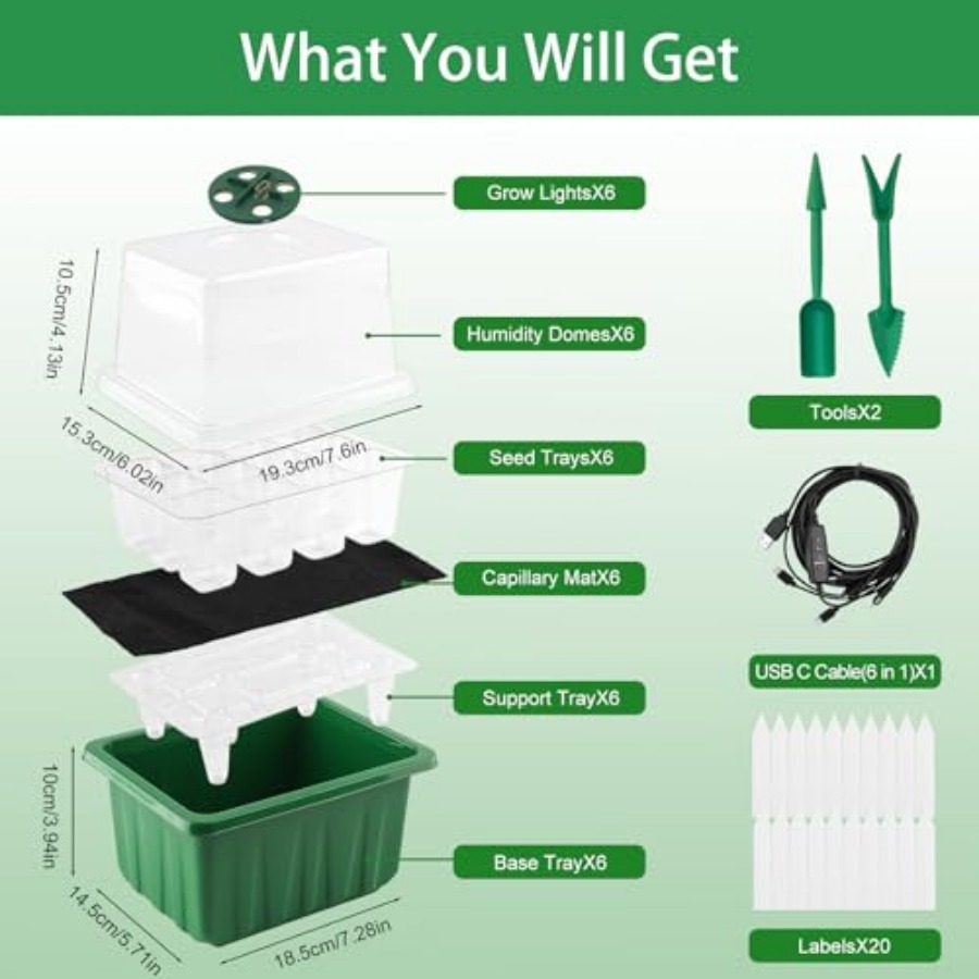 Zaaitray met verlichting, 6-pa - Seed Starter Trays recensie en prijs