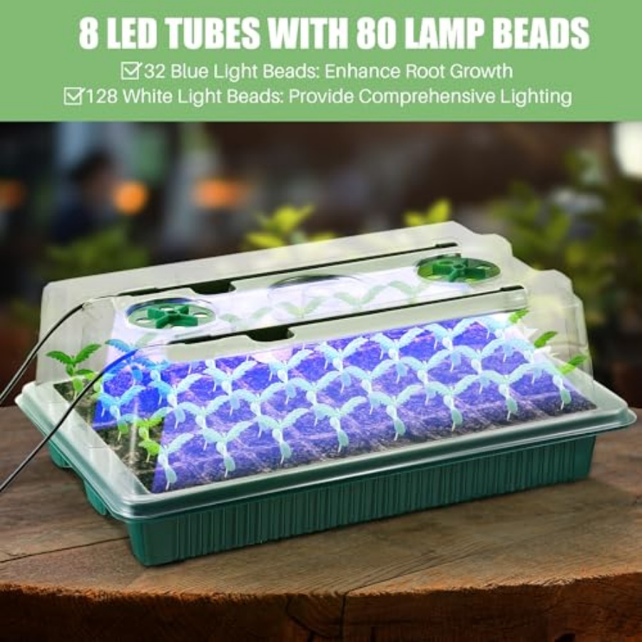 Zaai-set met groeilamp, 80-cel - Seed Starter Trays recensie en prijs