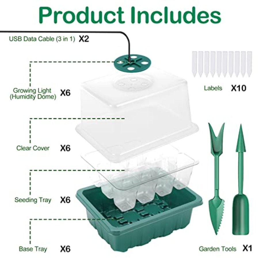 Zaaitray met licht, 6-delige z - Seed Starter Trays recensie en prijs
